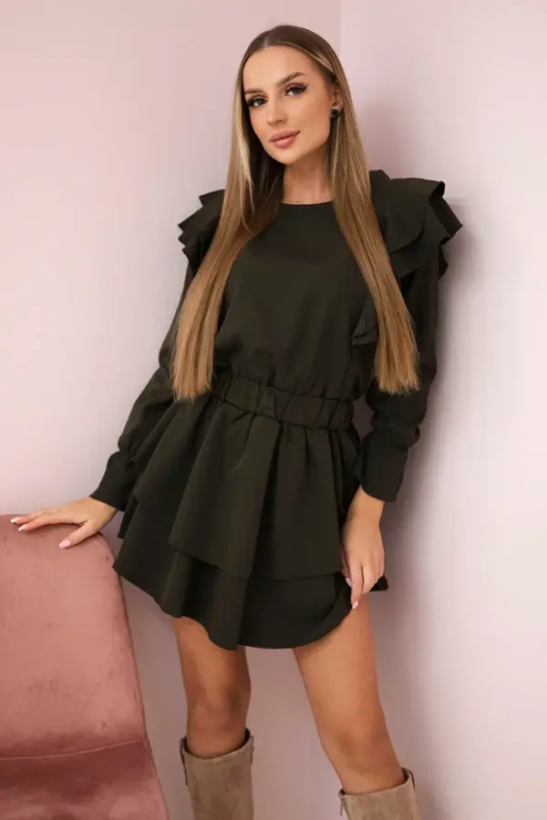 Šaty s volány Raija – Khaki