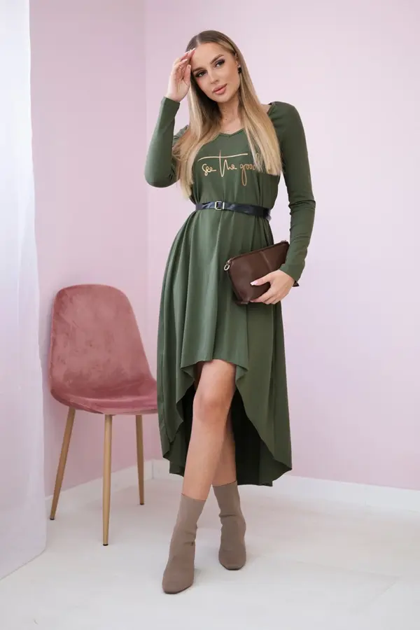 Šaty s ozdobným páskem Sinikka – Khaki