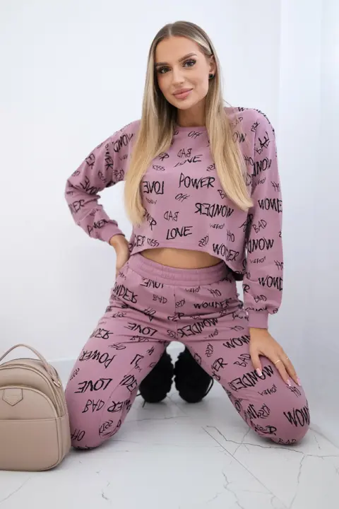 Komplet s potiskem Giuseppina – Tmavě růžová