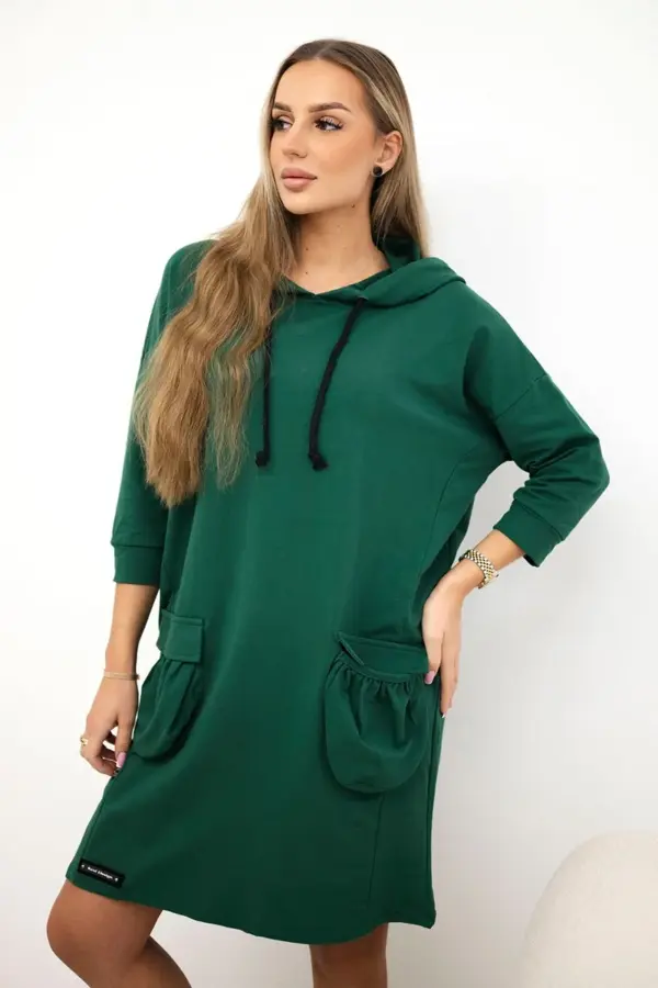 Šaty s kapucí Snezana – Tmavě zelená