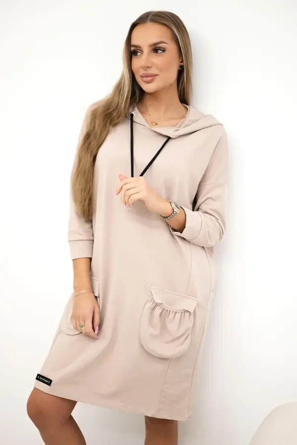 Šaty s kapucí Snezana – Béžová