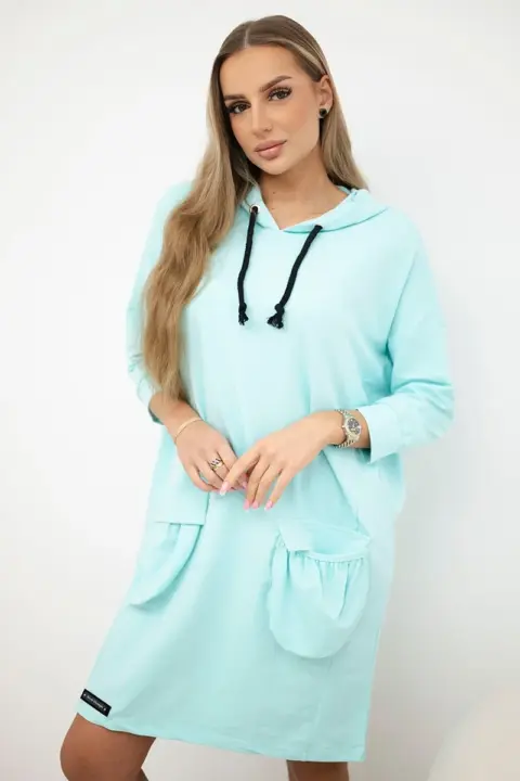 Šaty s kapucí Snezana – Mátový