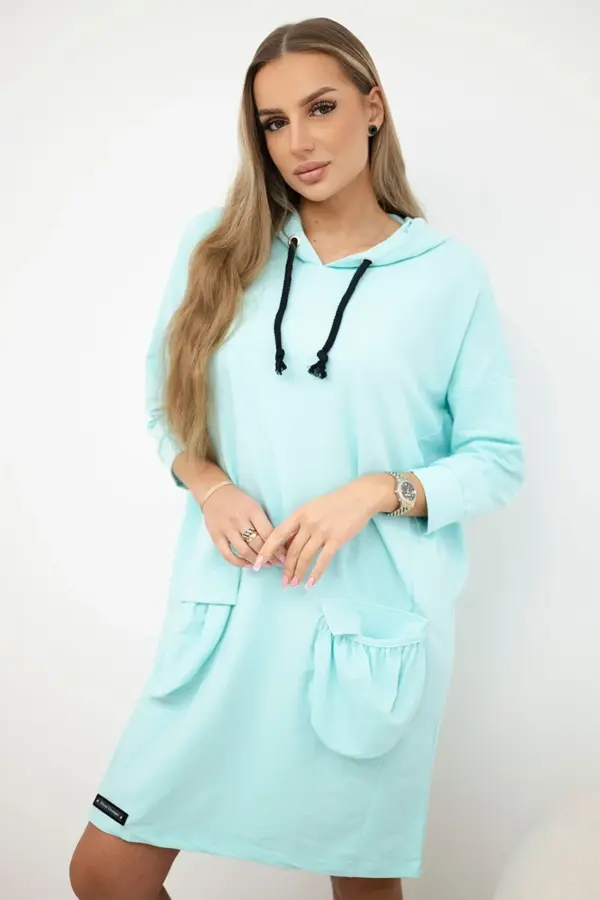 Šaty s kapucí Snezana – Mátový