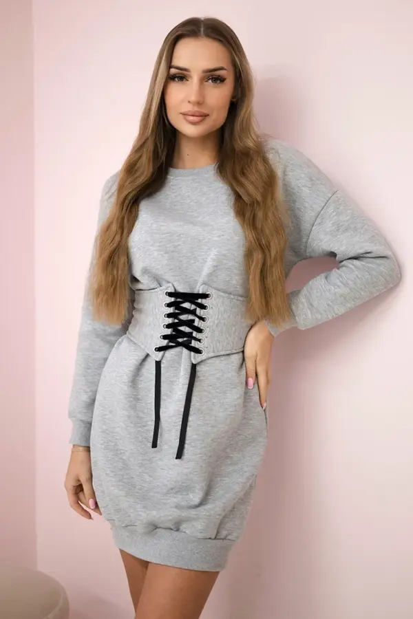 Šaty s ozdobným páskem Camila – Grey