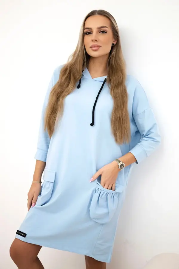 Šaty s kapucí Snezana – Modrý