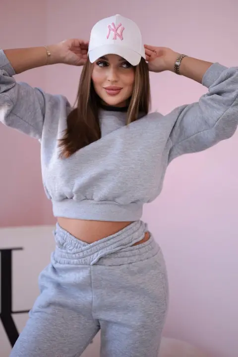 Zateplená souprava s krátkou mikinou Natalia – Grey