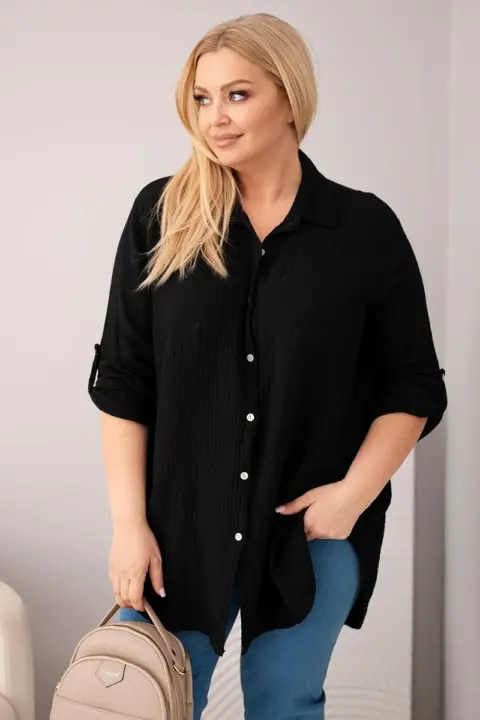 Plus size košile Angelika – Černá