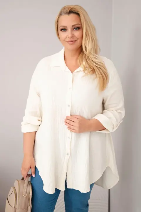 Plus size košile Angelika – Světle béžová