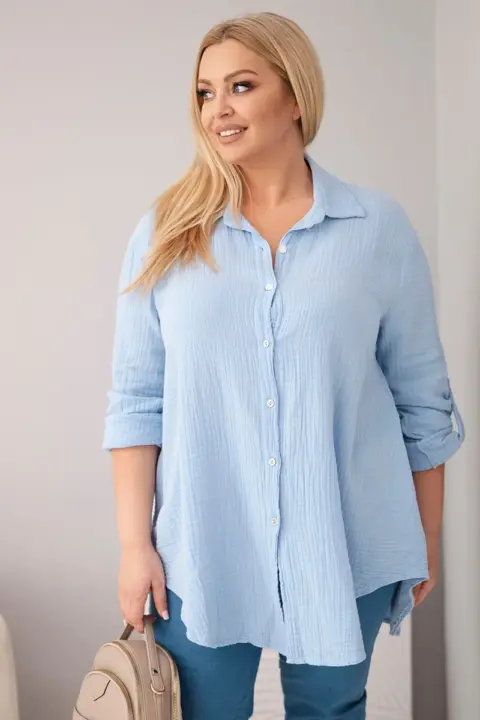 Plus size košile Angelika – Modrý
