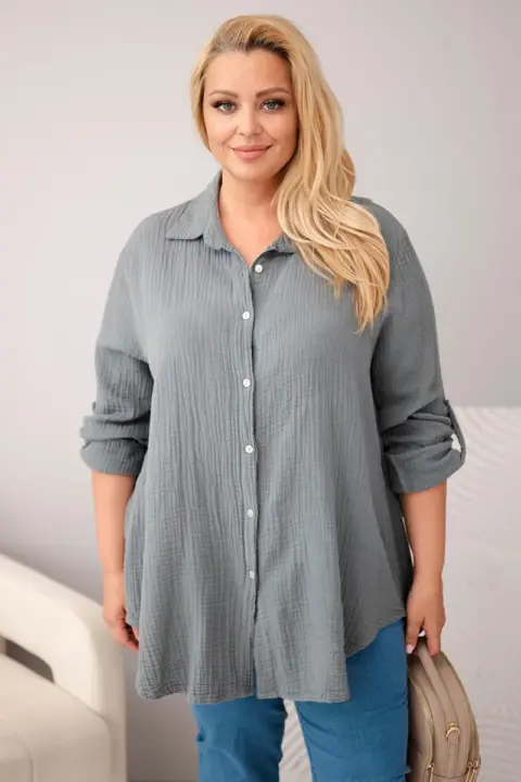 Plus size košile Angelika – Tmavě šedá