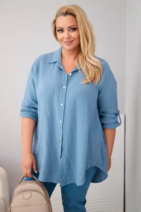 Plus size košile Angelika – Tmavě džínová