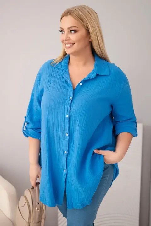 Plus size košile Angelika – Tyrkysová