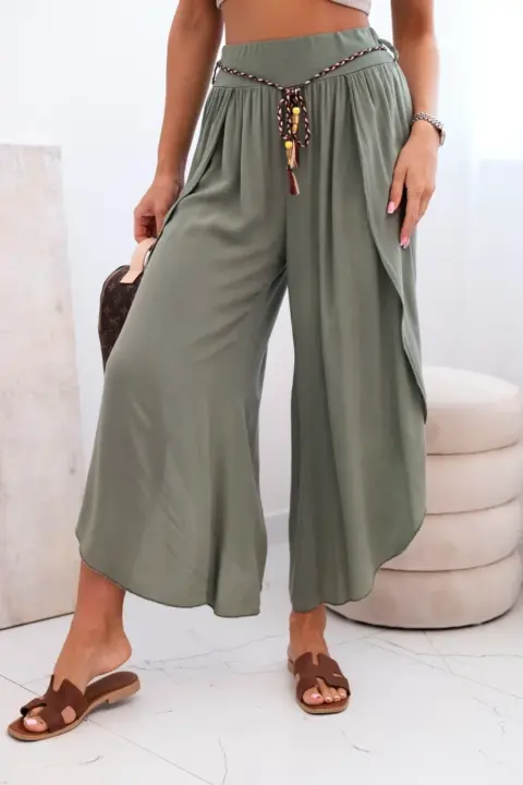 Kalhoty s rozparkem Alexandra – Khaki