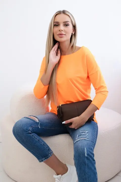 Triko s 3/4 rukávem Lisa – Neonově oranžová