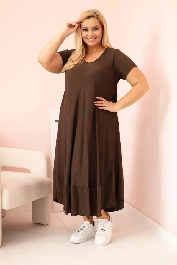 Plus size šaty Gabriela – Hnědá
