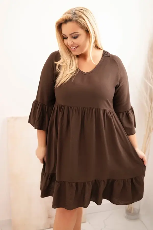 Plus size šaty Johanna – Hnědá