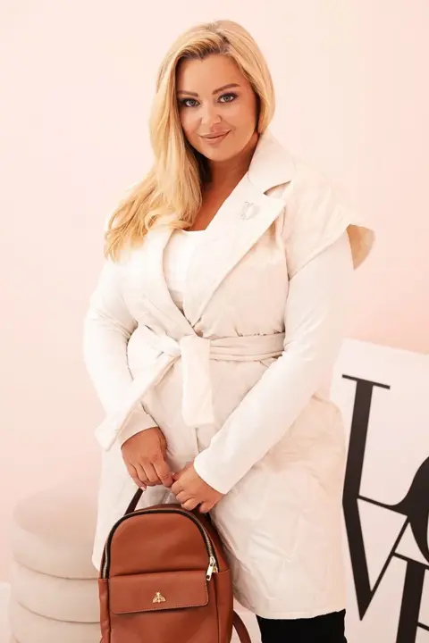 Plus size vesta Nataša – Světle béžová
