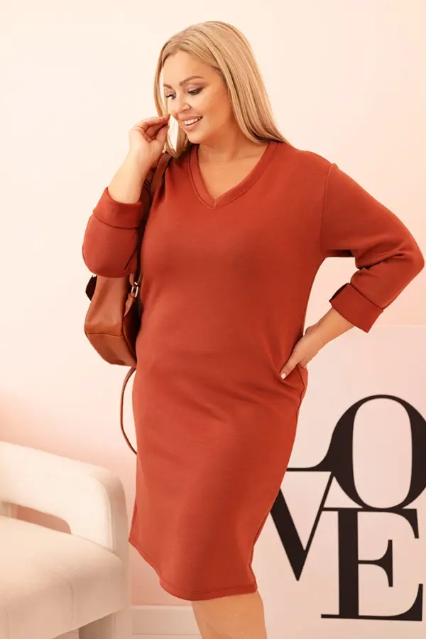 Plus Size máslové šaty Todorka – Ruda