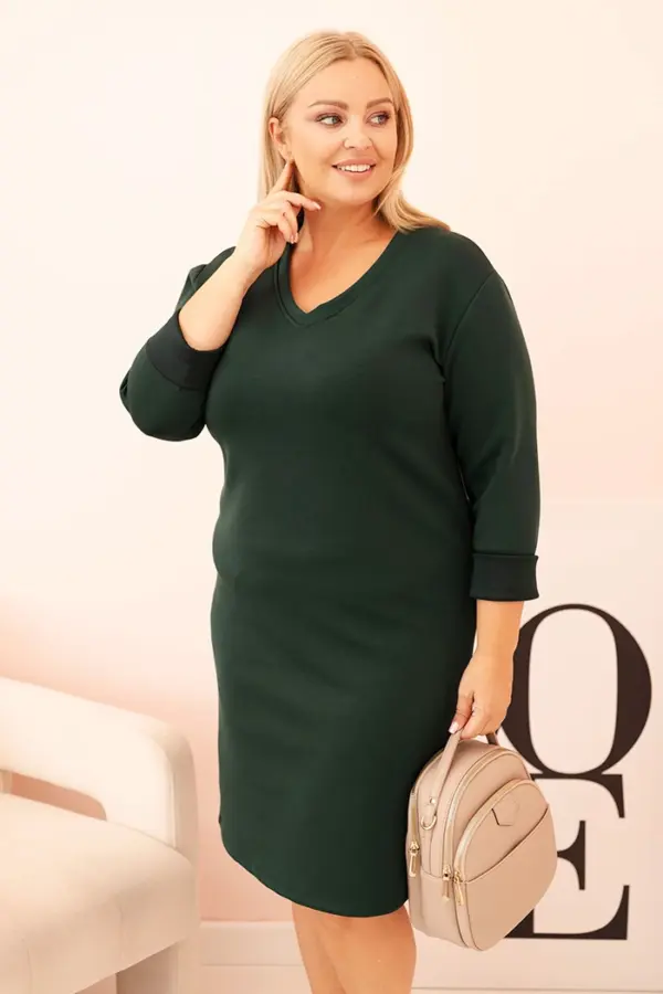 Plus Size máslové šaty Todorka – Tmavě zelená
