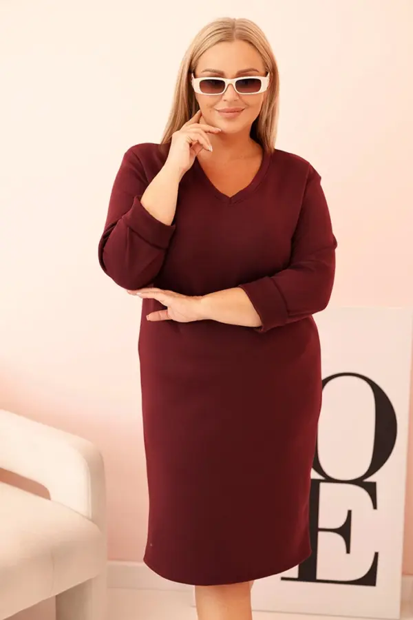 Plus Size máslové šaty Todorka – Bordó