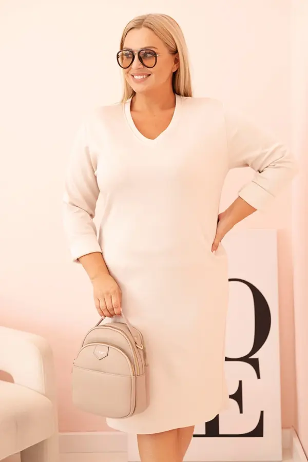 Plus Size máslové šaty Todorka – Béžová