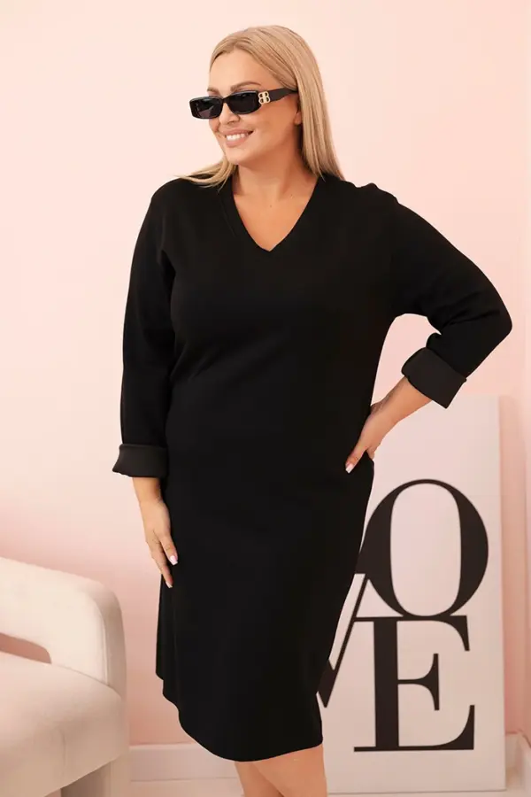 Plus Size máslové šaty Todorka – Černá