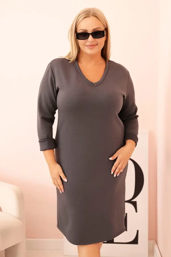 Plus Size máslové šaty Todorka – Grafit