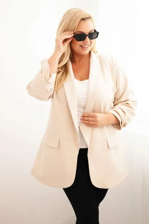 Plus size sako Larisa – Béžová