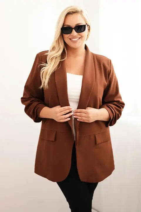 Plus size sako Larisa – Čokoláda