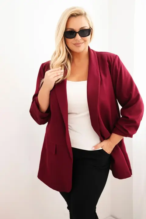 Plus size sako Larisa – Bordó