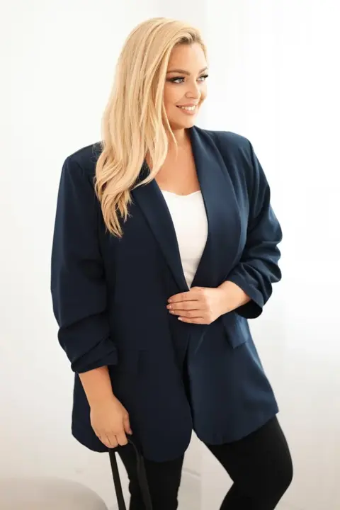 Plus size sako Larisa – Námořnická modř