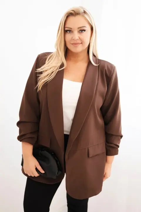 Plus size sako Larisa – Hnědá