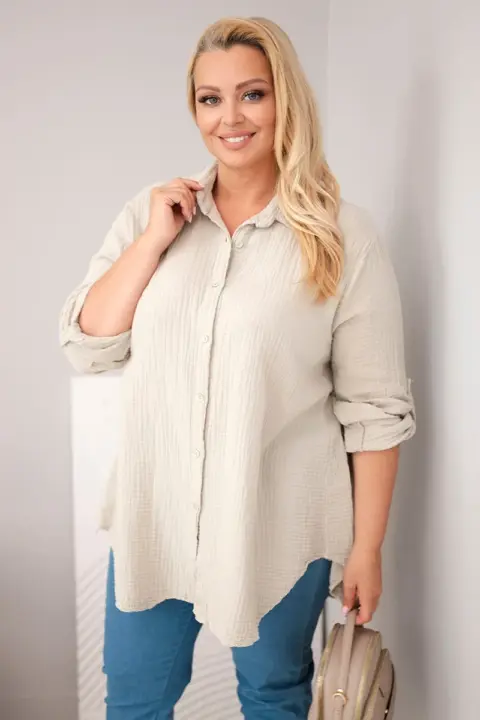 Plus size košile Angelika – Tmavě béžová