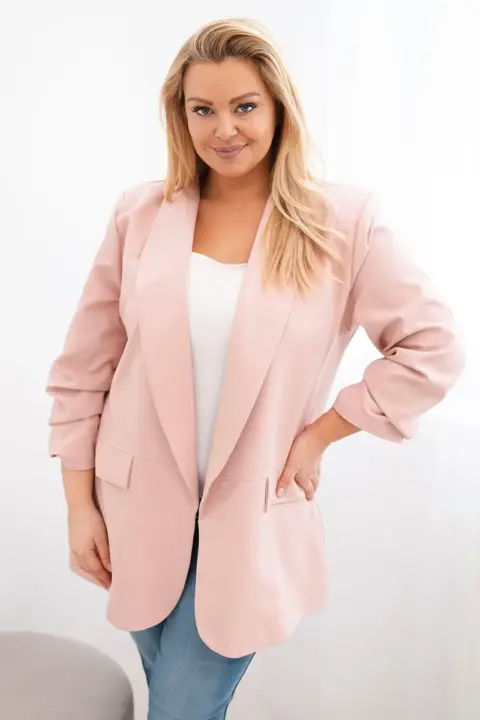 Plus size sako Larisa – Tmavě pudrová růžová