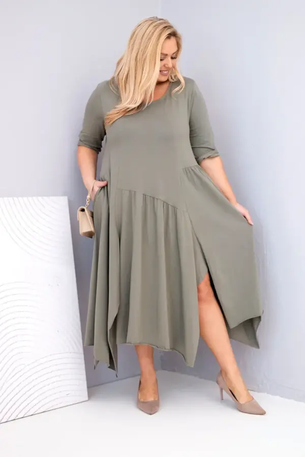 Plus size šaty Eliana – Khaki