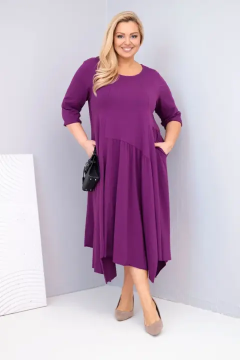 Plus size šaty Eliana – Tmavě fialová