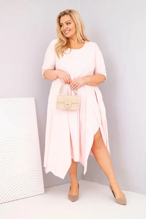 Plus size šaty Eliana – Pudrově růžová
