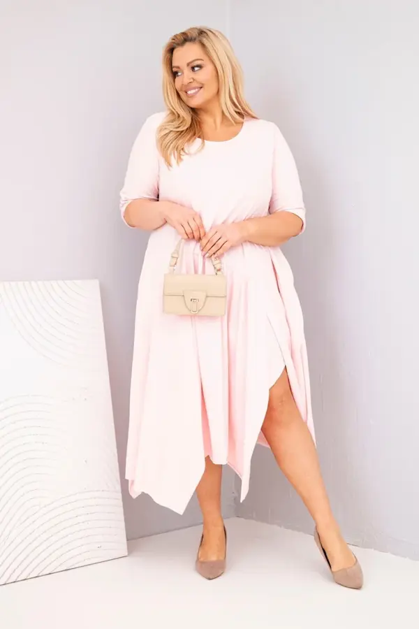 Plus size šaty Eliana – Pudrově růžová