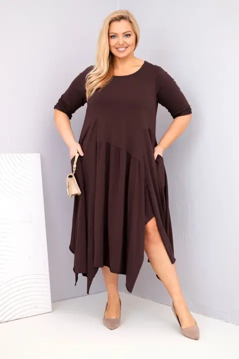 Plus size šaty Eliana – Hnědá