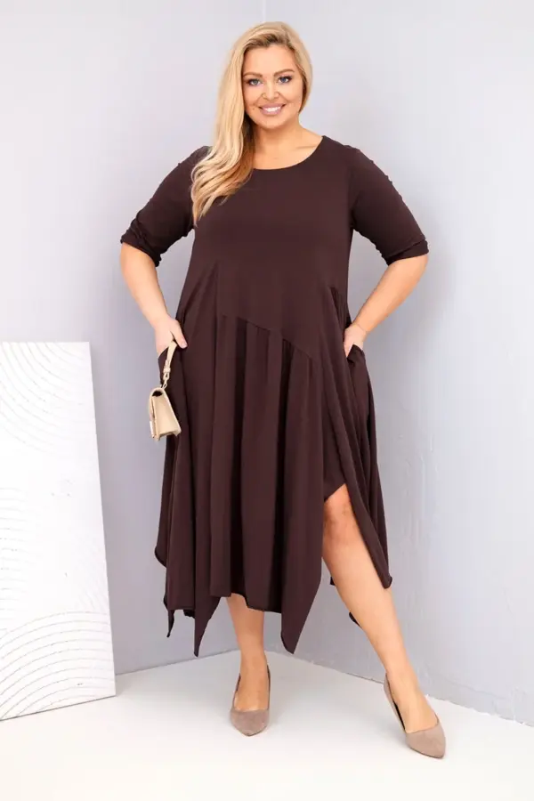 Plus size šaty Eliana – Hnědá