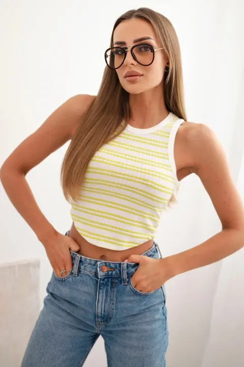 Bavlněný proužkovaný top Lydia – Zelená