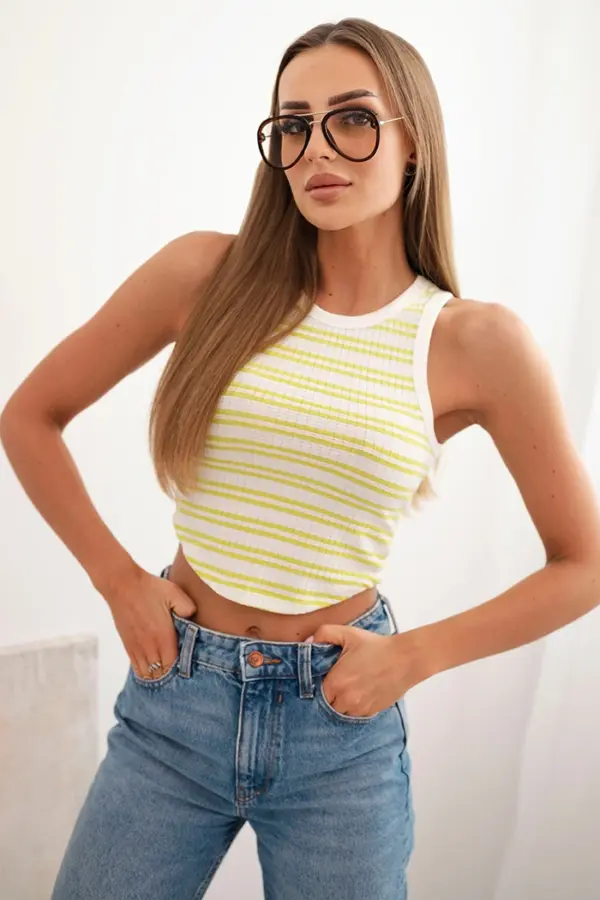 Bavlněný proužkovaný top Lydia – Zelená