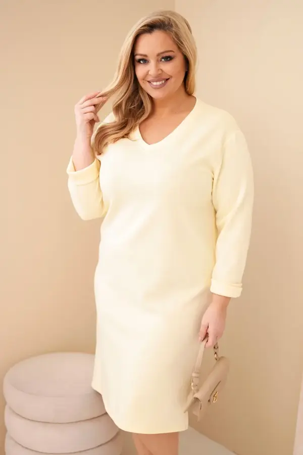 Plus Size máslové šaty Todorka – Žlutý