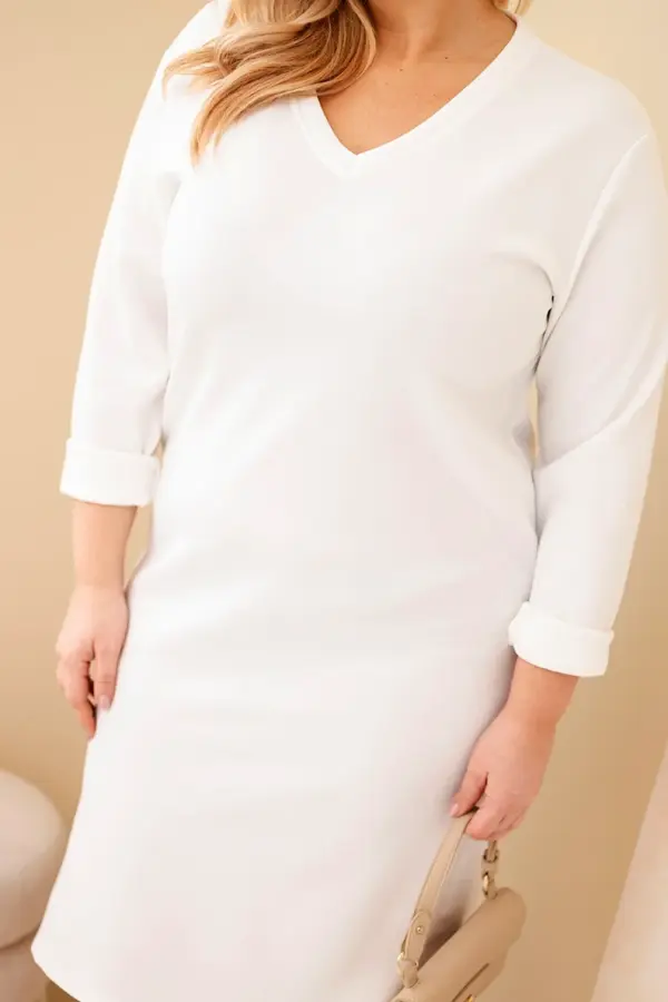 Plus Size máslové šaty Todorka – Bílá