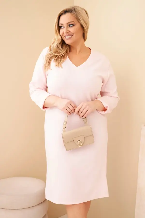 Plus Size máslové šaty Todorka – Pudrově růžová