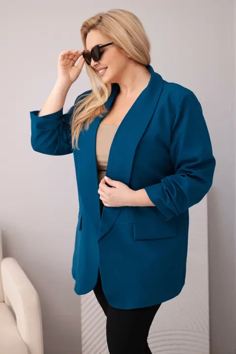 Plus size sako Larisa – Ciemny Morski