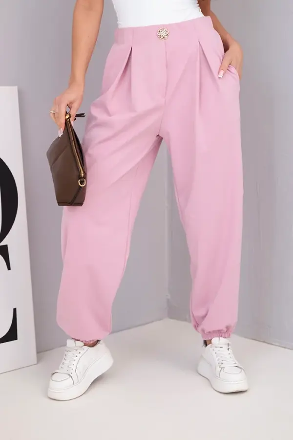 Bavlněné kalhoty Karin – Tmavě růžová