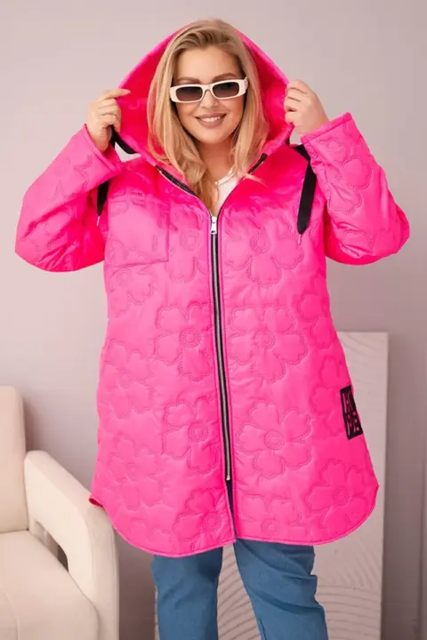 Plus size bunda Kathleen – Růžový neon