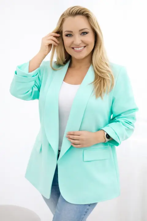 Plus size sako Larisa – Světle mátová