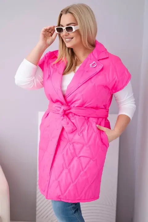 Plus size vesta Nataša – Růžový neon